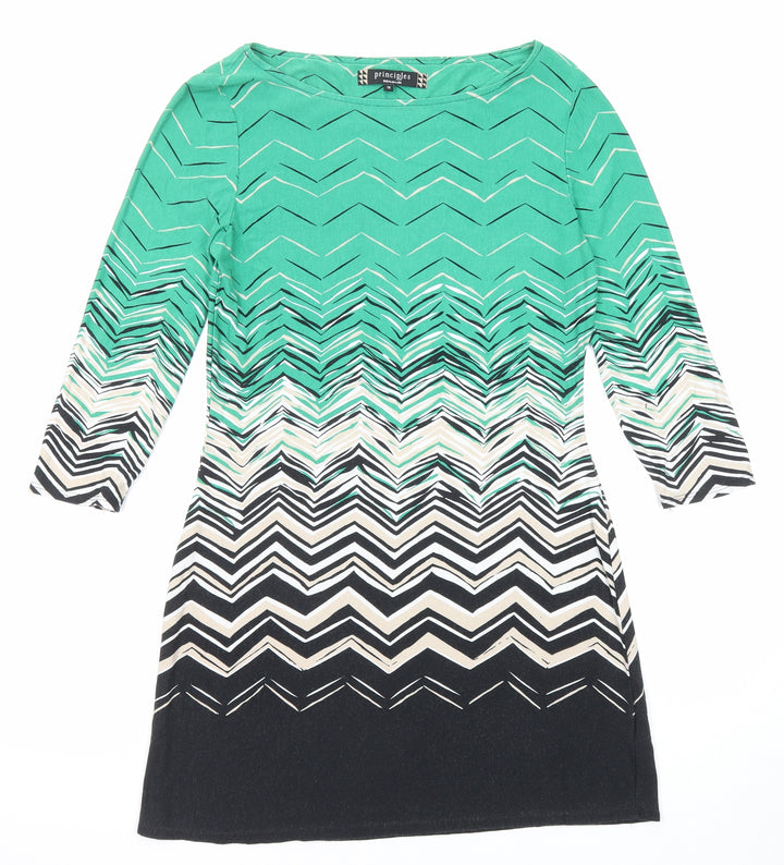 Principles Womens Multicoloured Geometric Viscose A-Line Size 12 Round Neck Pullover