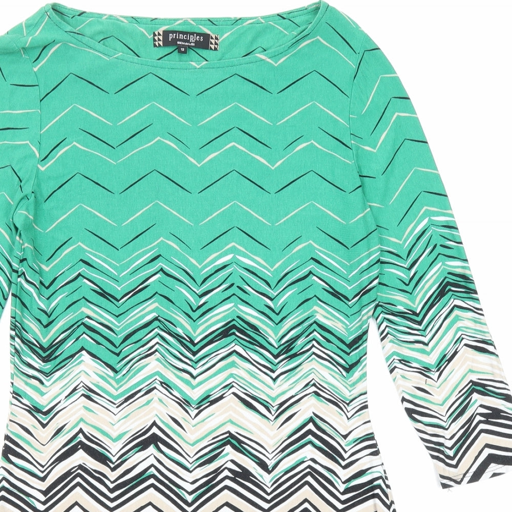 Principles Womens Multicoloured Geometric Viscose A-Line Size 12 Round Neck Pullover