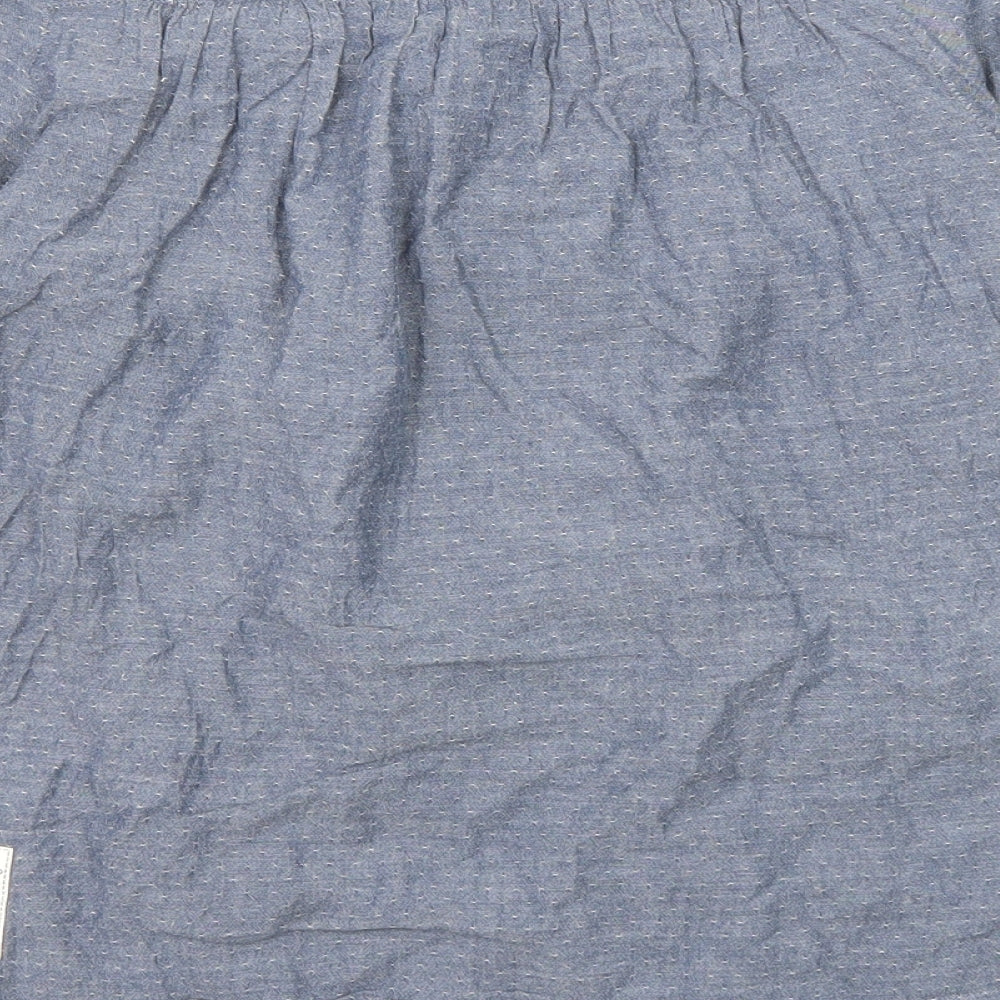 Fat Face Girls Blue Cotton Basic Blouse Size 12-13 Years Round Neck Button