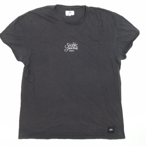 Sixth June Mens Black Polyester T-Shirt Size L Round Neck