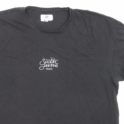 Sixth June Mens Black Polyester T-Shirt Size L Round Neck