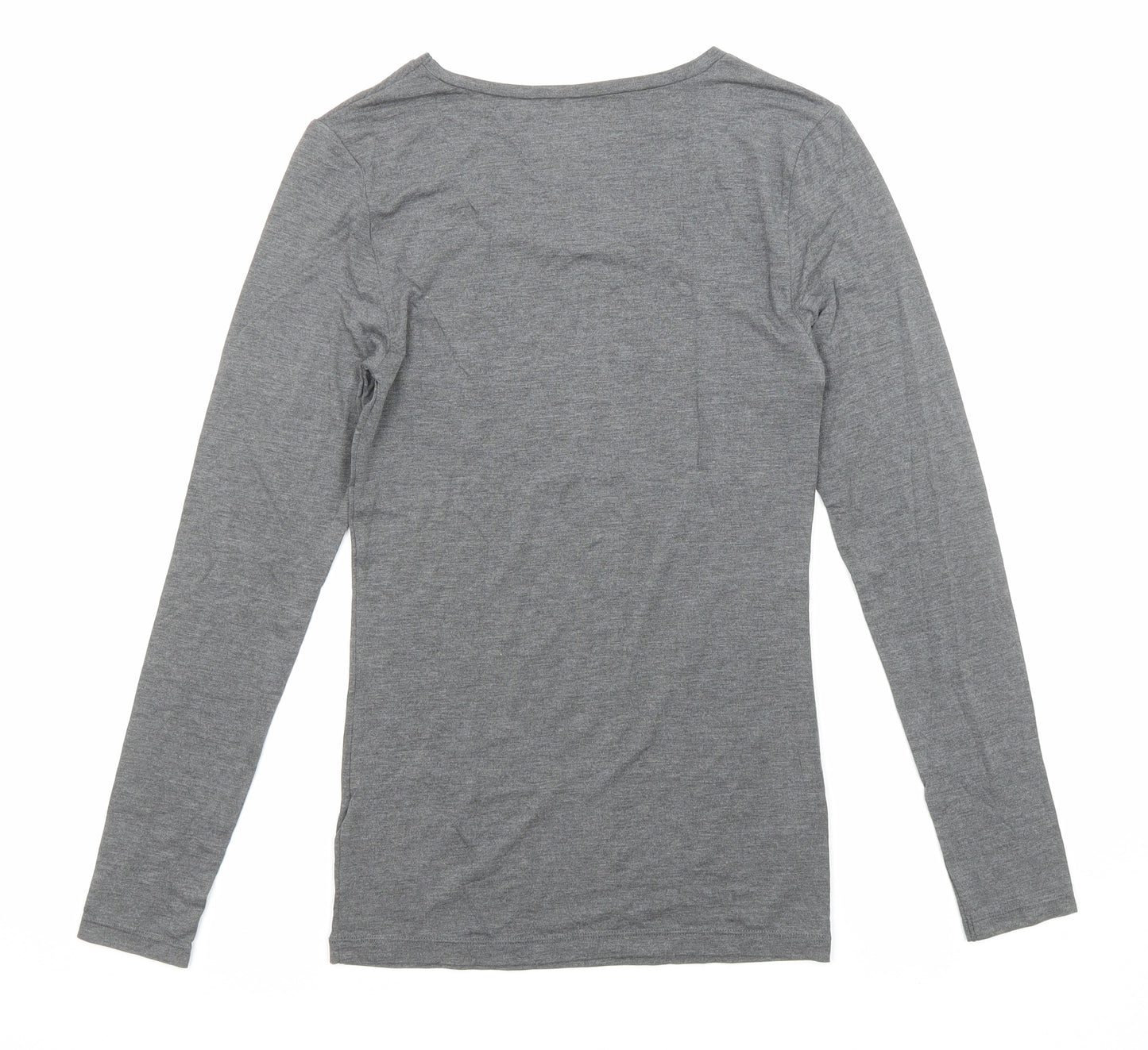 Heatgen Womens Grey Acrylic Basic T-Shirt Size 12 Round Neck