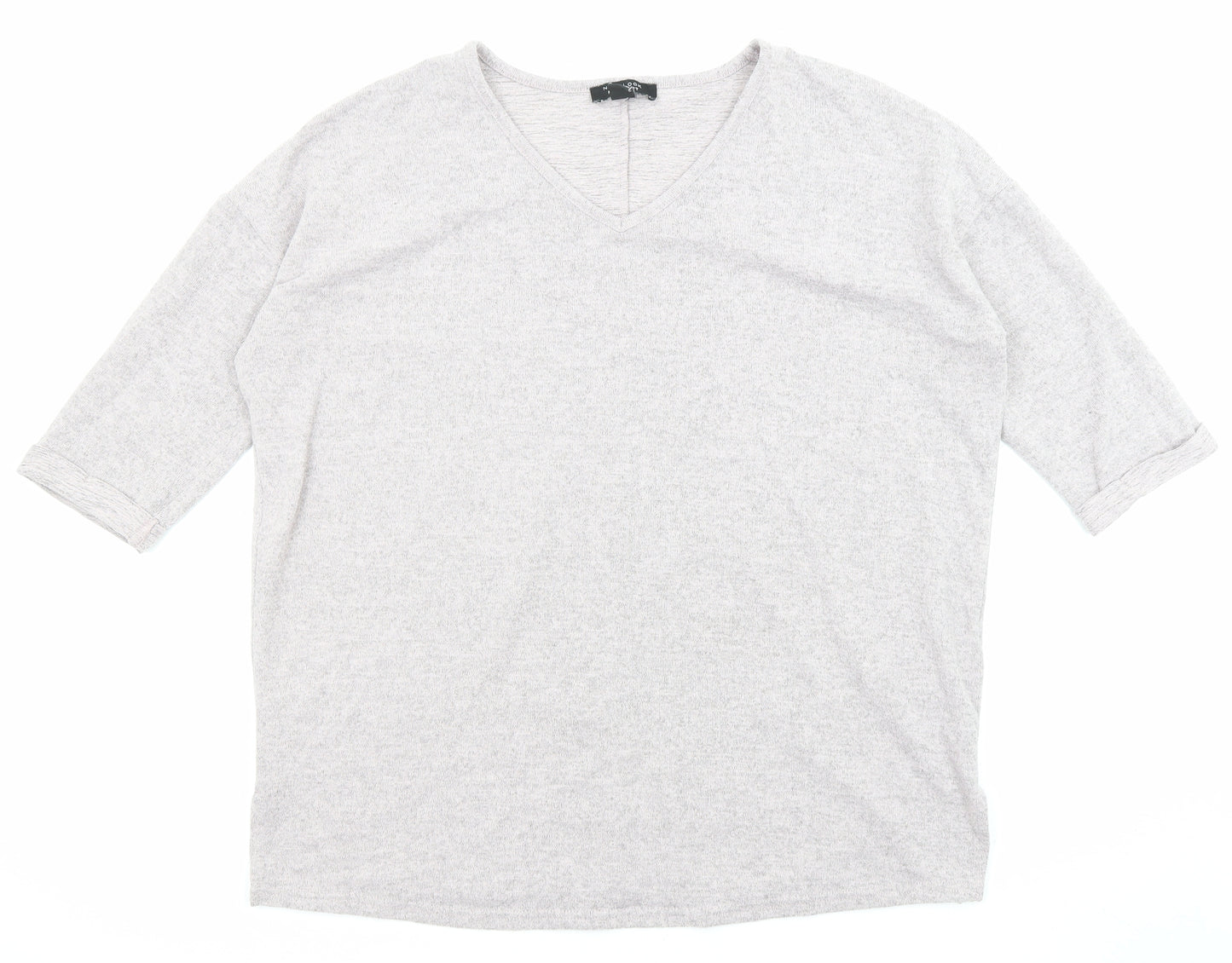 New Look Womens Grey V-Neck Polyester Pullover Jumper Size M