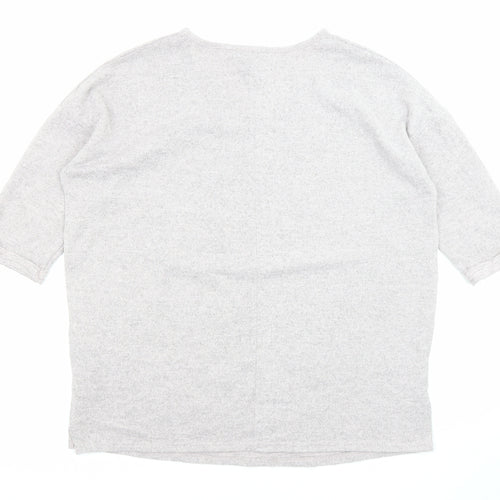 New Look Womens Grey V-Neck Polyester Pullover Jumper Size M