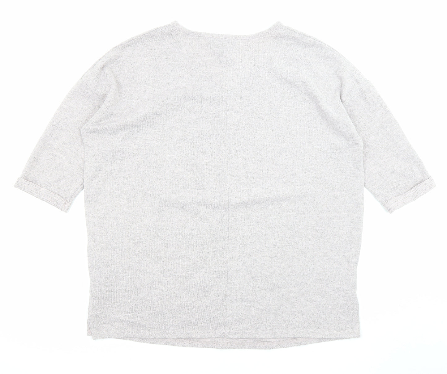 New Look Womens Grey V-Neck Polyester Pullover Jumper Size M