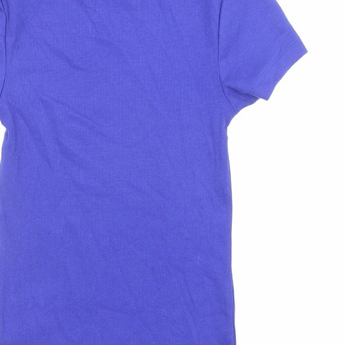 Marks and Spencer Womens Blue Cotton Basic T-Shirt Size 6 Round Neck