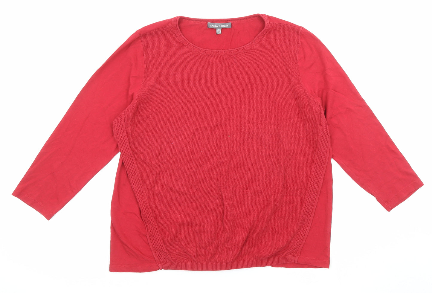Laura Ashley Womens Red Cotton Basic Blouse Size 14 Roll Neck