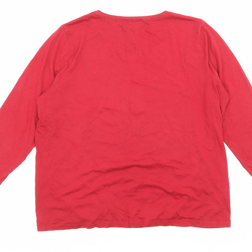 Laura Ashley Womens Red Cotton Basic Blouse Size 14 Roll Neck