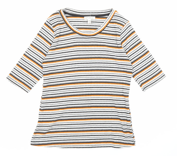 Faith And Joy Womens Multicoloured Round Neck Striped Polyester Pullover Jumper Size M