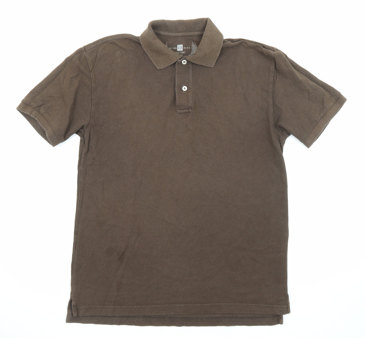 Gap Mens Brown Cotton Polo Size S Collared Button
