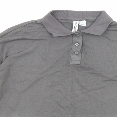 Divided by H&M Womens Grey Cotton Cropped Blouse Size S Collared