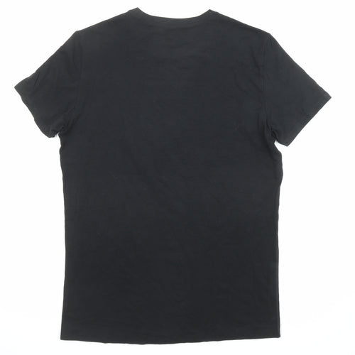Marks and Spencer Mens Black Polyester T-Shirt Size M Round Neck - Thermal
