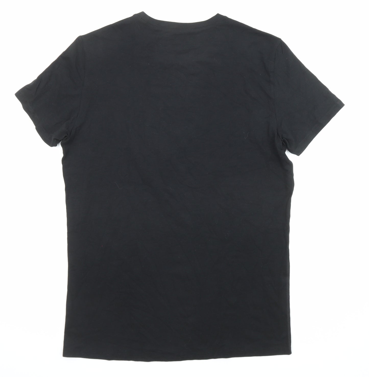 Marks and Spencer Mens Black Polyester T-Shirt Size M Round Neck - Thermal