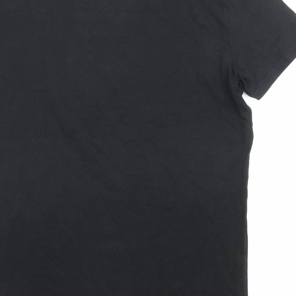 Marks and Spencer Mens Black Polyester T-Shirt Size M Round Neck - Thermal
