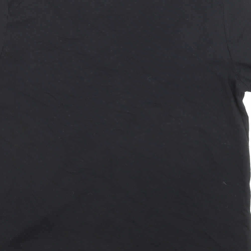 Marks and Spencer Womens Black Cotton Basic T-Shirt Size 12 V-Neck