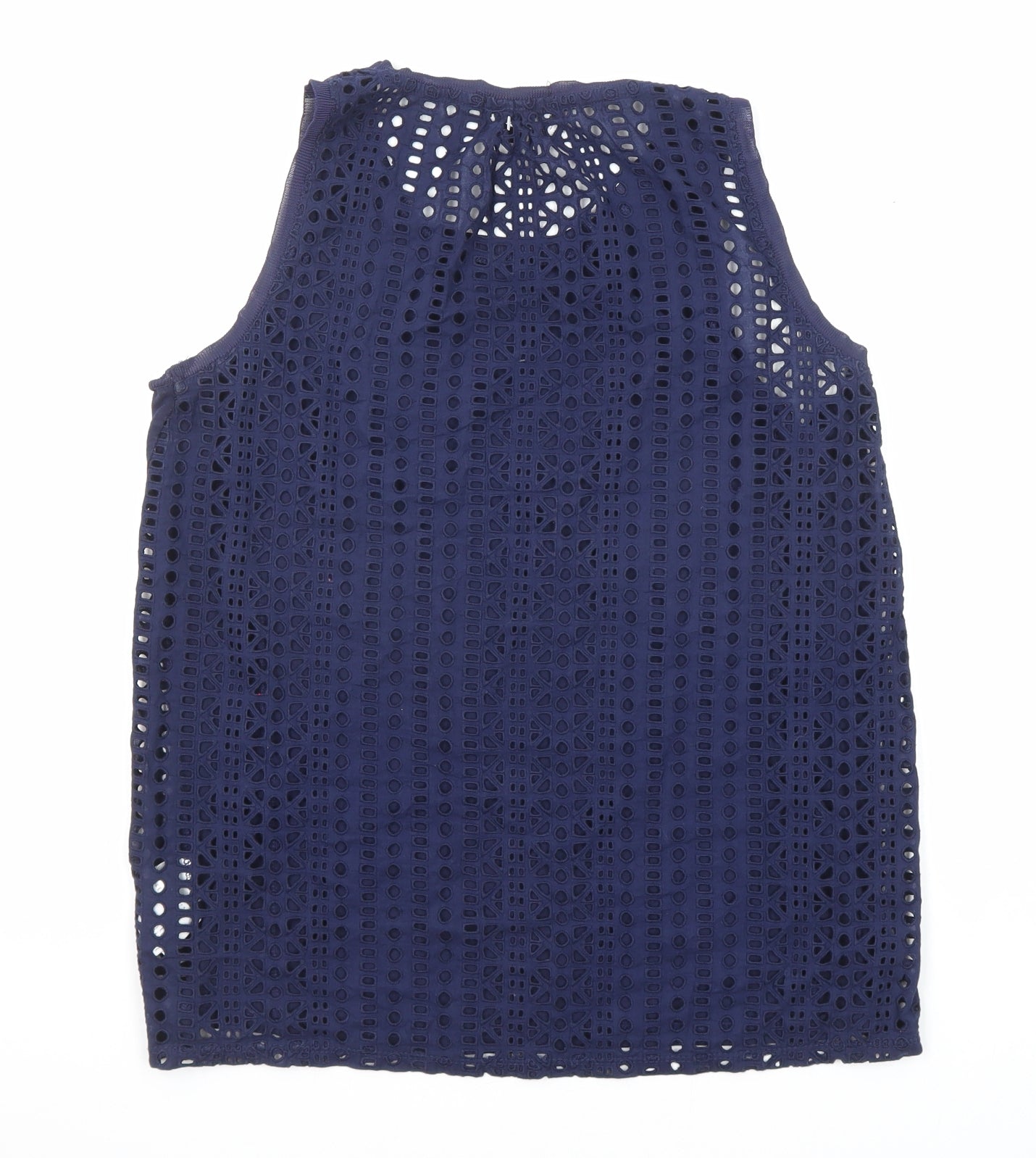 Warehouse Womens Blue Herringbone Cotton Basic Tank Size 8 Round Neck