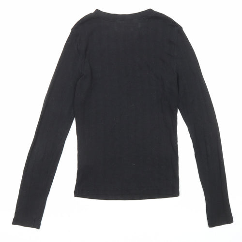 New Look Womens Black Polyester Basic Blouse Size 8 Round Neck