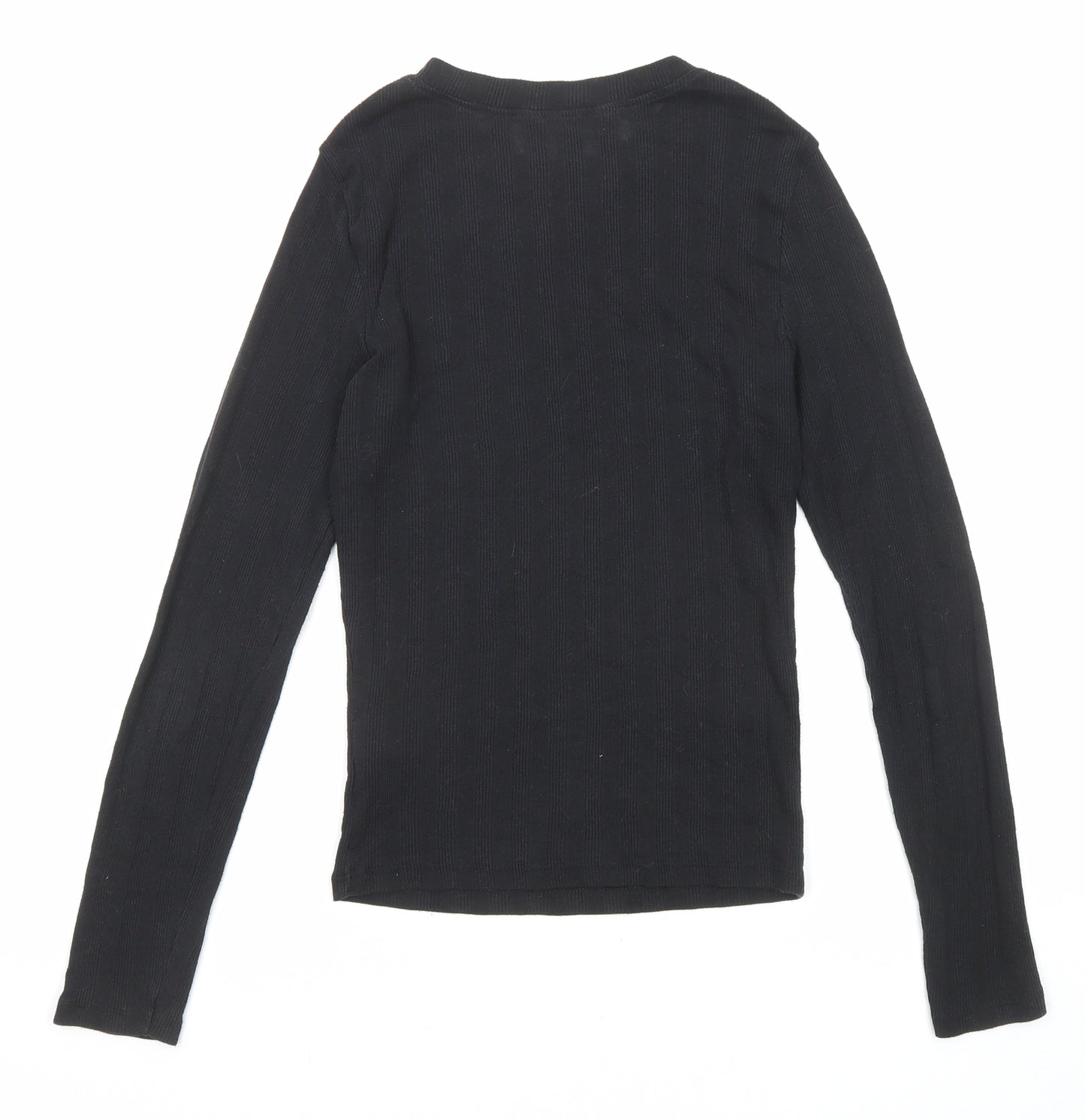 New Look Womens Black Polyester Basic Blouse Size 8 Round Neck