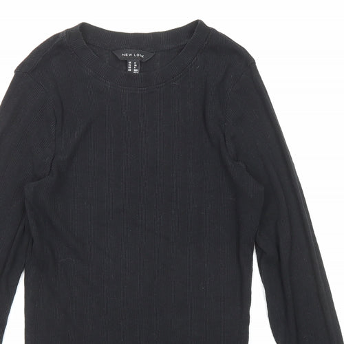 New Look Womens Black Polyester Basic Blouse Size 8 Round Neck