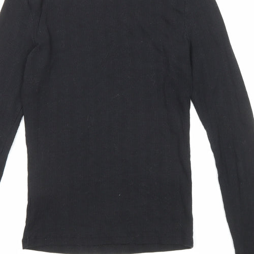 New Look Womens Black Polyester Basic Blouse Size 8 Round Neck