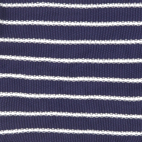 Marks and Spencer Girls Blue Round Neck Striped Cotton Pullover Jumper Size 13-14 Years Pullover