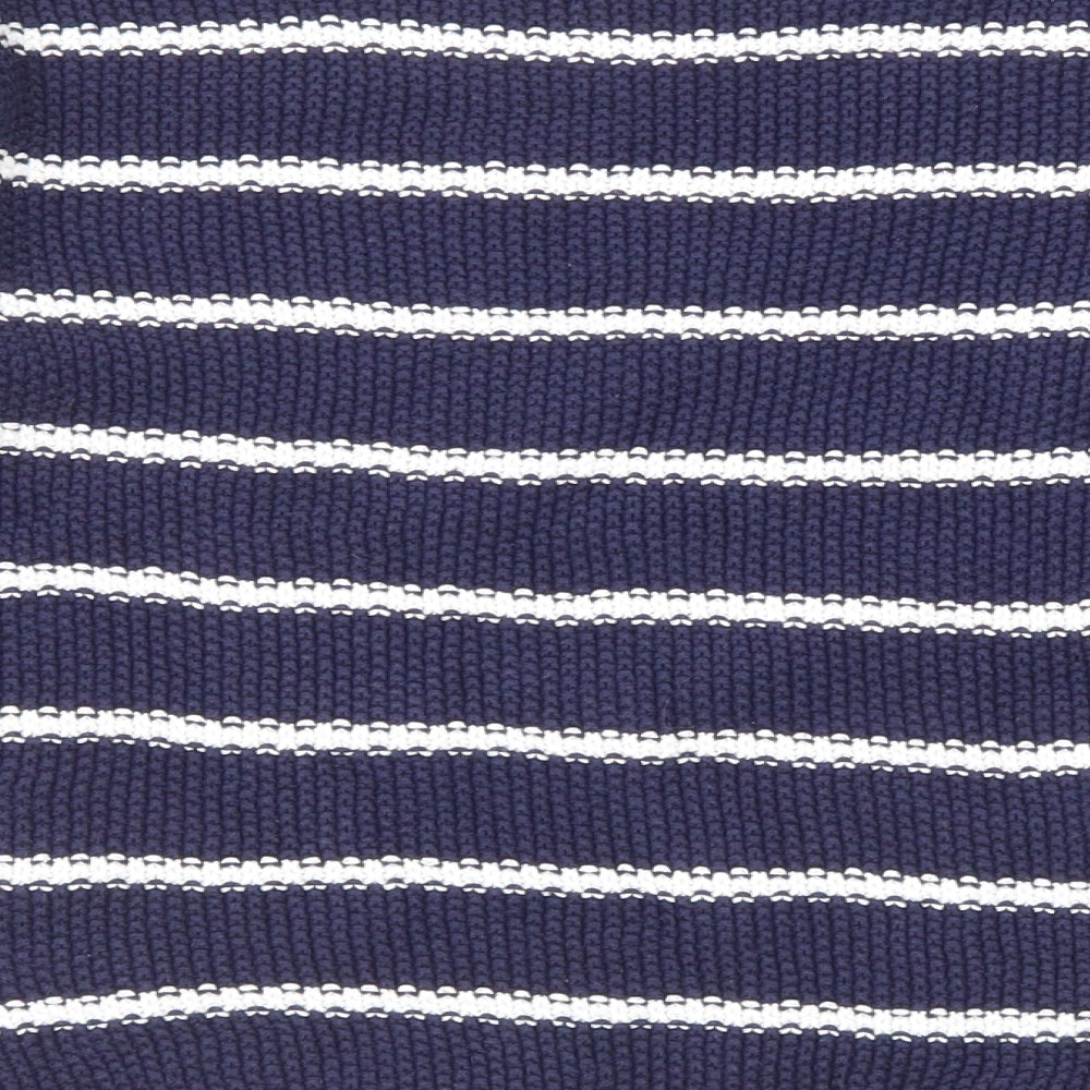 Marks and Spencer Girls Blue Round Neck Striped Cotton Pullover Jumper Size 13-14 Years Pullover