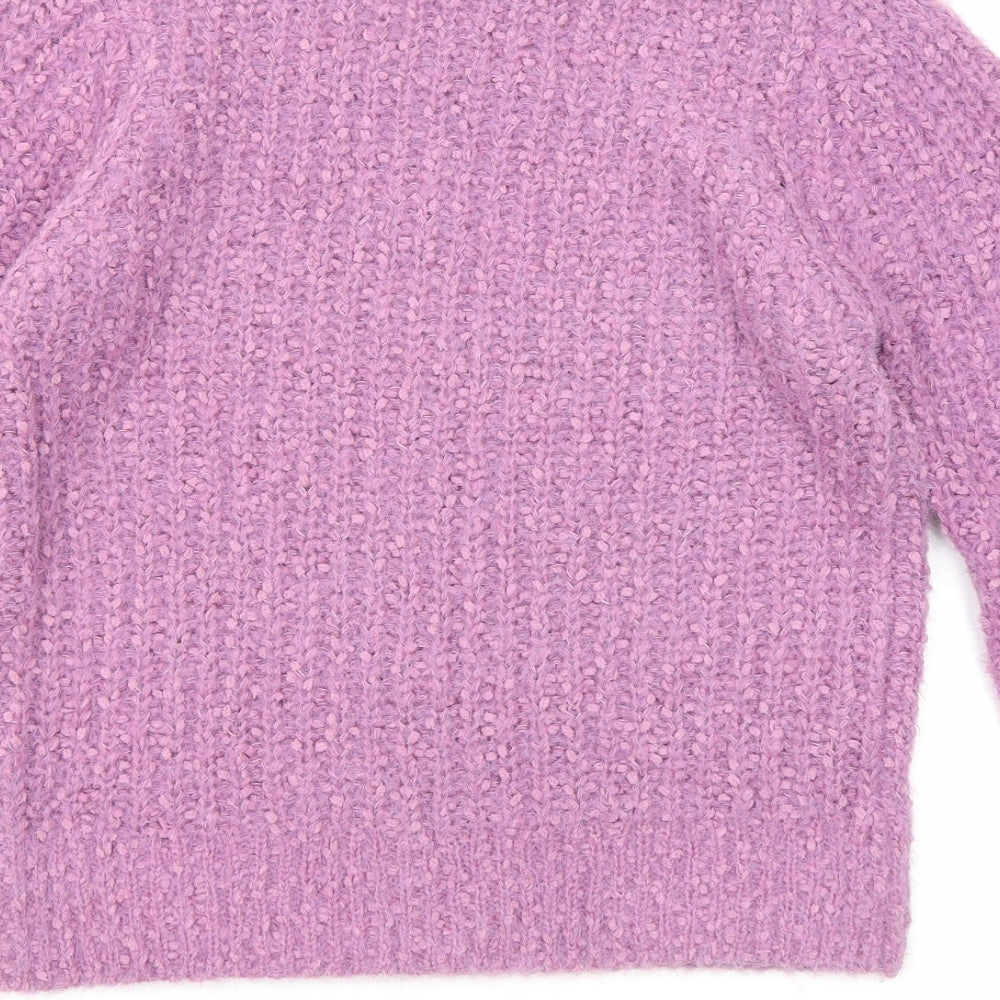Marks and Spencer Womens Purple Mock Neck Polyester Pullover Jumper Size 10