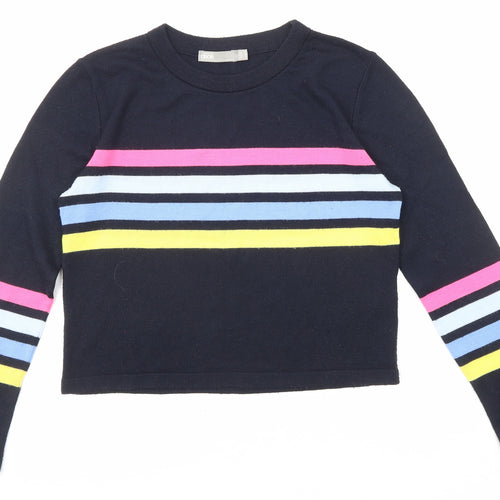 ASOS Womens Blue Round Neck Striped Acrylic Pullover Jumper Size 10