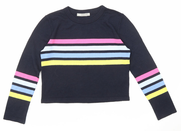 ASOS Womens Blue Round Neck Striped Acrylic Pullover Jumper Size 10