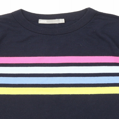 ASOS Womens Blue Round Neck Striped Acrylic Pullover Jumper Size 10