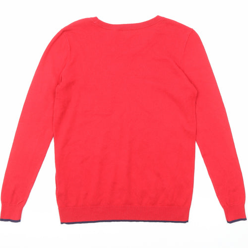 Gap Womens Red Round Neck Cotton Pullover Jumper Size XS