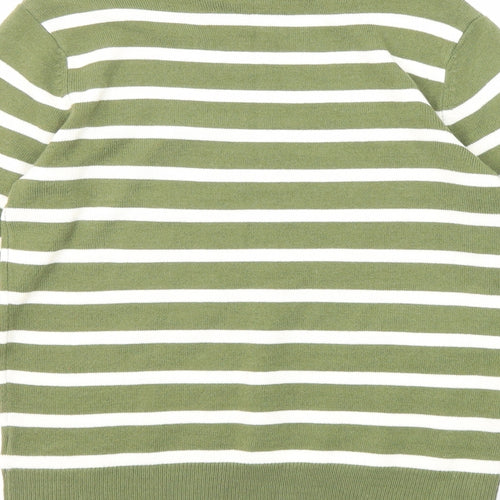 Marks and Spencer Womens Green Roll Neck Striped Acrylic Pullover Jumper Size 6