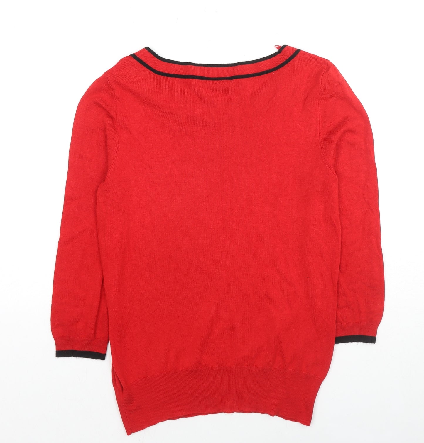 Wallis Womens Red Boat Neck Acrylic Pullover Jumper Size 12 - Bow