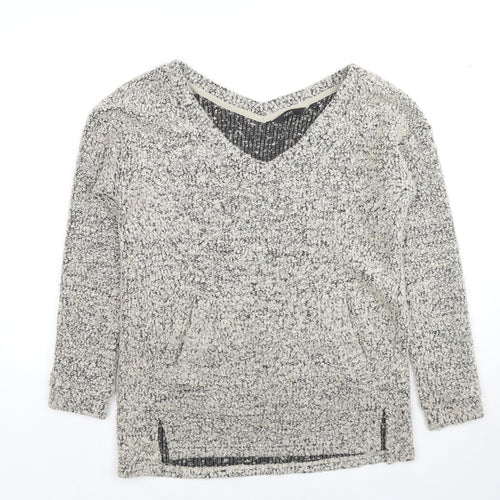 NEXT Womens Beige V-Neck Polyester Pullover Jumper Size 12 - Textured