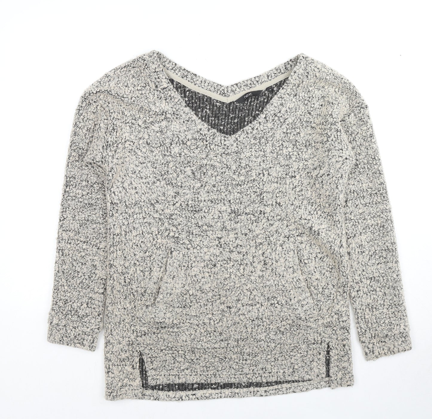 NEXT Womens Beige V-Neck Polyester Pullover Jumper Size 12 - Textured