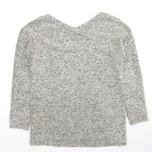 NEXT Womens Beige V-Neck Polyester Pullover Jumper Size 12 - Textured