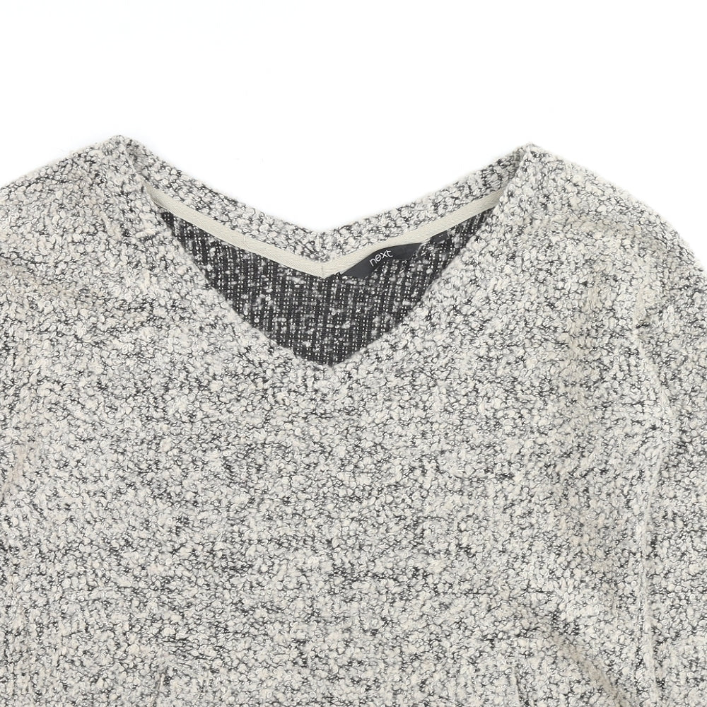 NEXT Womens Beige V-Neck Polyester Pullover Jumper Size 12 - Textured