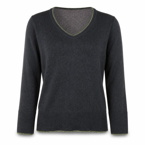 Butterfly Womens Grey V-Neck Cotton Pullover Jumper Size M - Heart Rose Wings