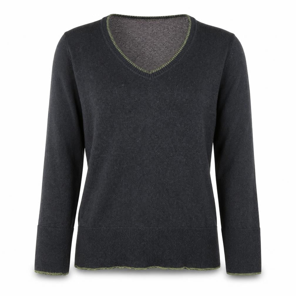Butterfly Womens Grey V-Neck Cotton Pullover Jumper Size M - Heart Rose Wings