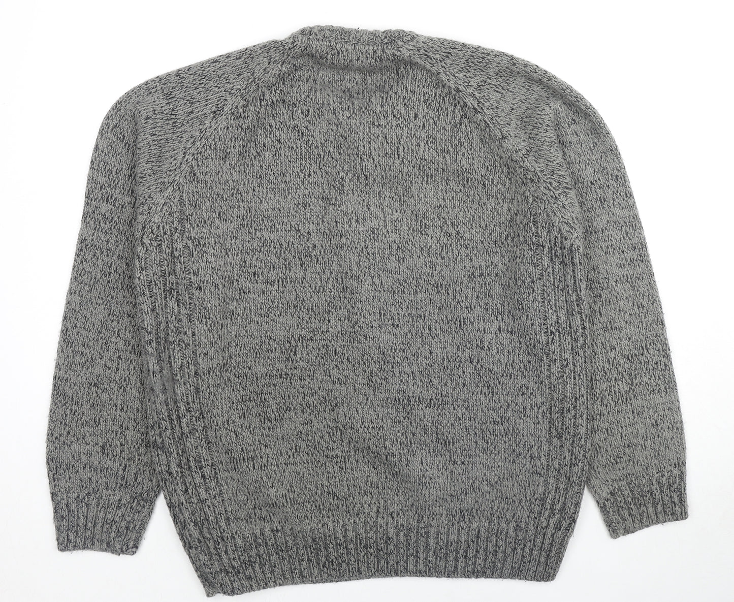EWM Mens Grey Round Neck Acrylic Pullover Jumper Size M Long Sleeve