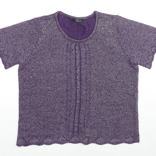 Bonmarché Womens Purple Round Neck Acrylic Pullover Jumper Size M