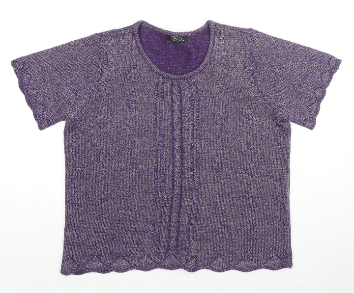 Bonmarché Womens Purple Round Neck Acrylic Pullover Jumper Size M