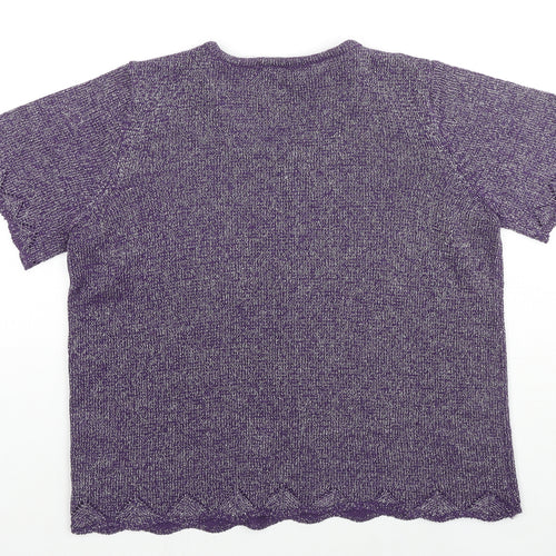 Bonmarché Womens Purple Round Neck Acrylic Pullover Jumper Size M