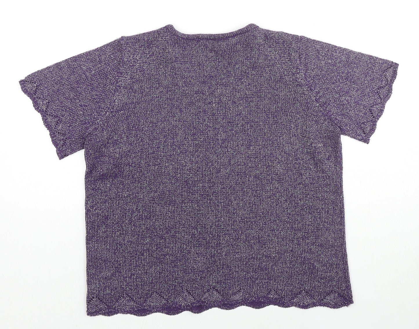 Bonmarché Womens Purple Round Neck Acrylic Pullover Jumper Size M