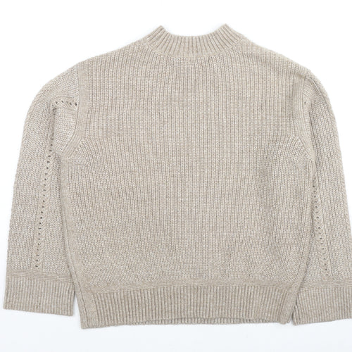 Marks and Spencer Womens Beige Mock Neck Polyester Pullover Jumper Size S