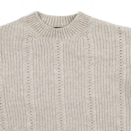 Marks and Spencer Womens Beige Mock Neck Polyester Pullover Jumper Size S