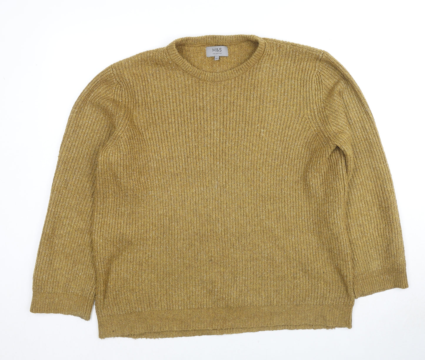 Marks and Spencer Womens Brown Round Neck Acrylic Pullover Jumper Size XL