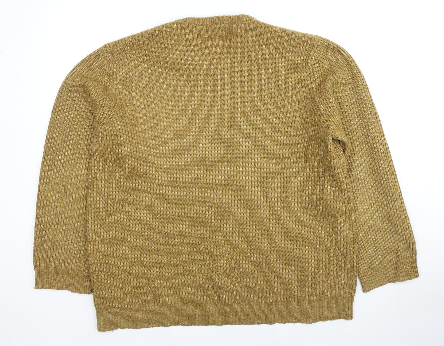 Marks and Spencer Womens Brown Round Neck Acrylic Pullover Jumper Size XL