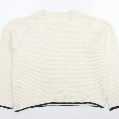 Marks and Spencer Womens White Round Neck Polyester Pullover Jumper Size M