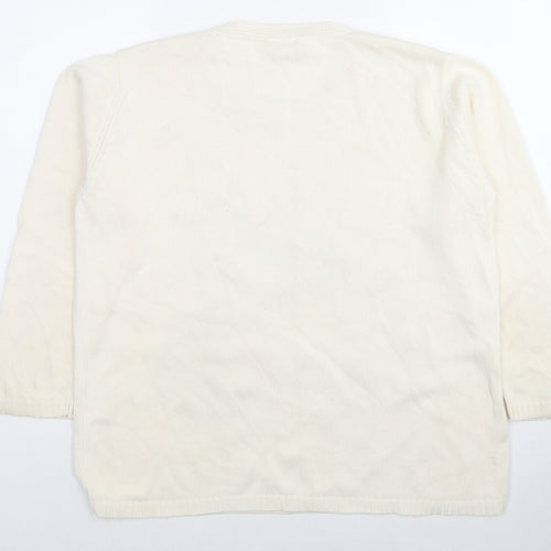 Betty Barclay Womens Ivory Round Neck Cotton Pullover Jumper Size XL - Butterfly